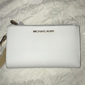 Michael kors double zip wristlet leather wallet